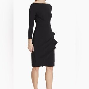 Chiara Boni La Petite Robe Cassandre Wrap-Effect Boatneck Dress Black Size 48